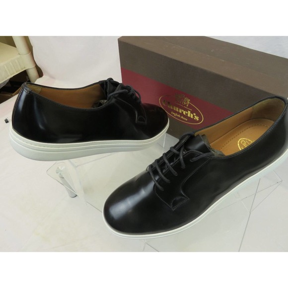 CHURCH\'S BY PRADA PADFIELD BLACK POLISHED LEATHER DERBY OXFORDS 10 US 11 main image 10